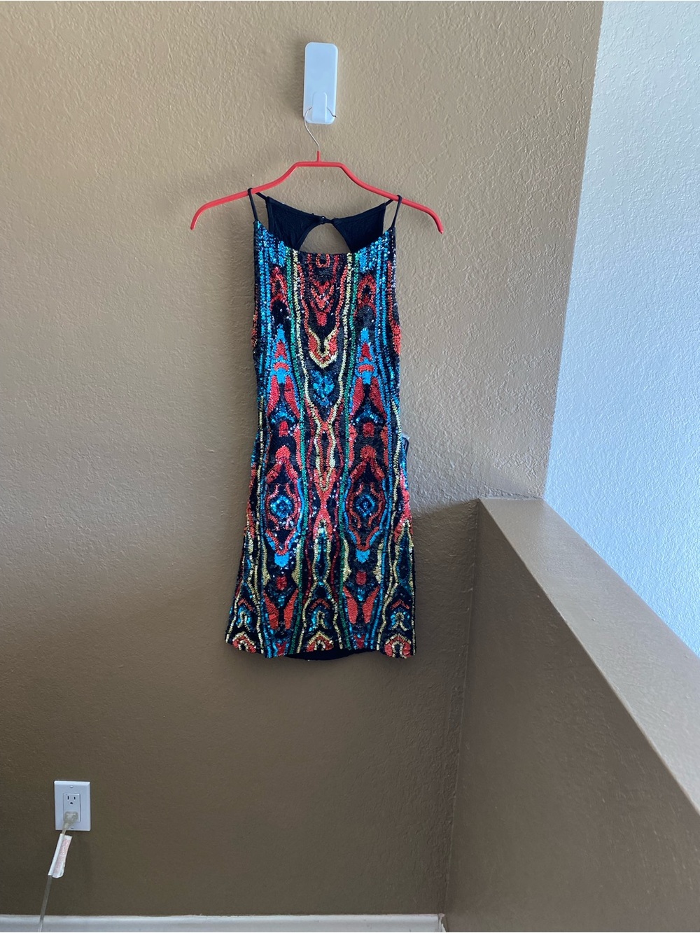 K&i (Kandibali.com)Multicolor HAND Sequin Mini Dress with Strappy Back